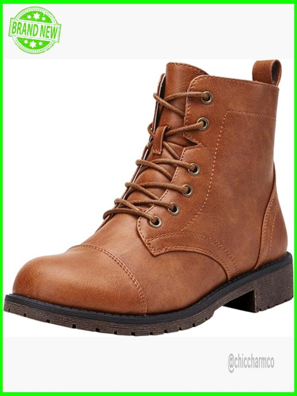 Lace Up Combat Booties Low Heel Ankle Boots Women Fashion Flat